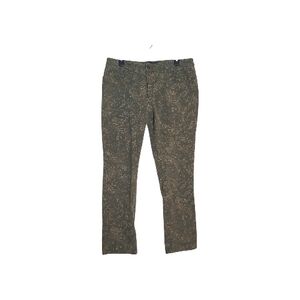 Chaps 14 Olive Green Jeans With Tan Paisley Print Straight Leg Mid Rise Edgy